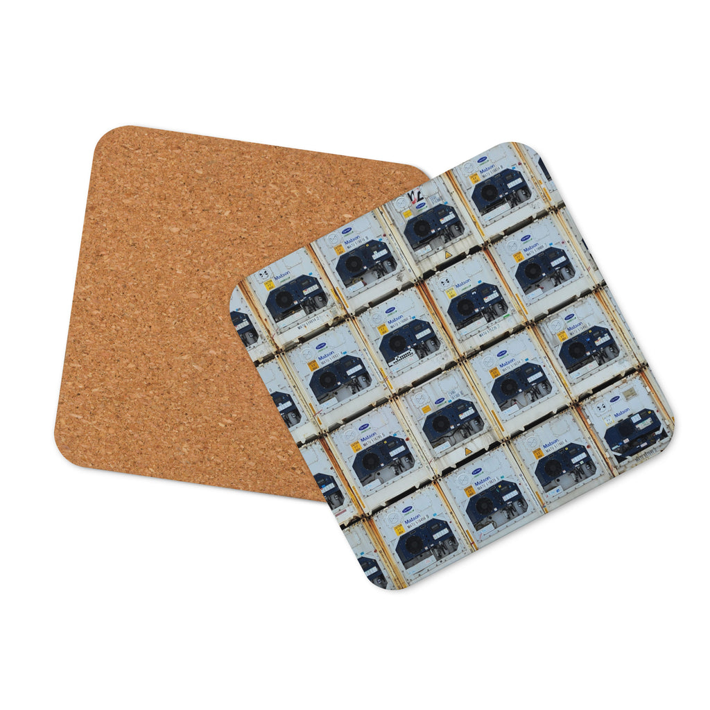 Cork-back coaster with refrigerated containers