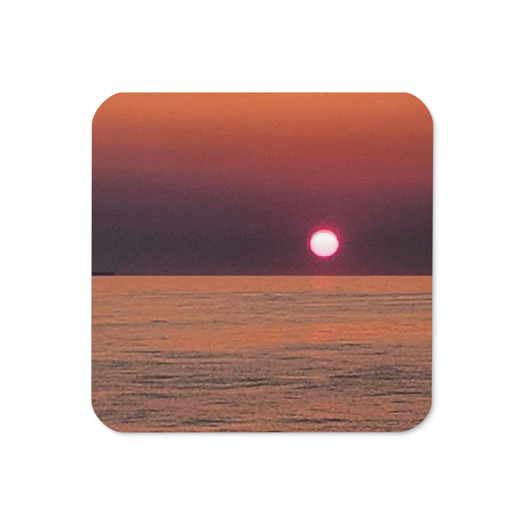 Cork-back coaster sunset in the Pacific