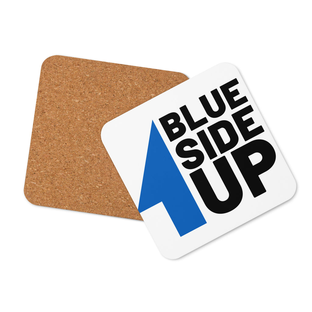 Cork-back coaster with Blue Side Up
