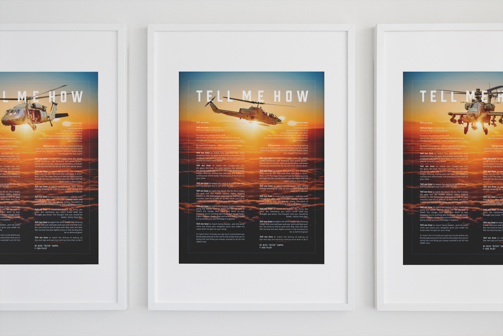 Huey helicopter with the Tell Me How description of flight. This is a museum quality poster on ultra premium  luster photo paper.