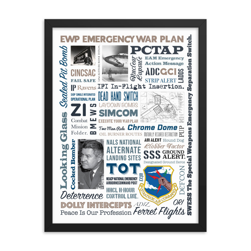SAC poster with the words of the Cold War, framed ready for hanging. From our Say Again series.