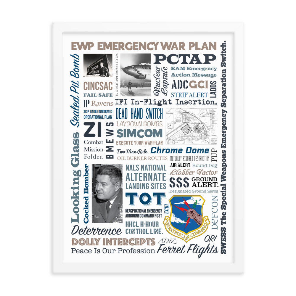 SAC poster with the words of the Cold War, framed ready for hanging. From our Say Again series.