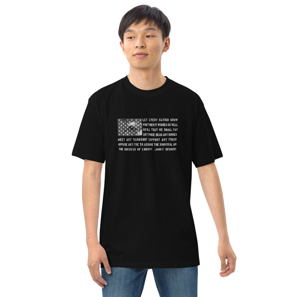 JFK's Freedom Quote On Our Men’s premium heavyweight tee