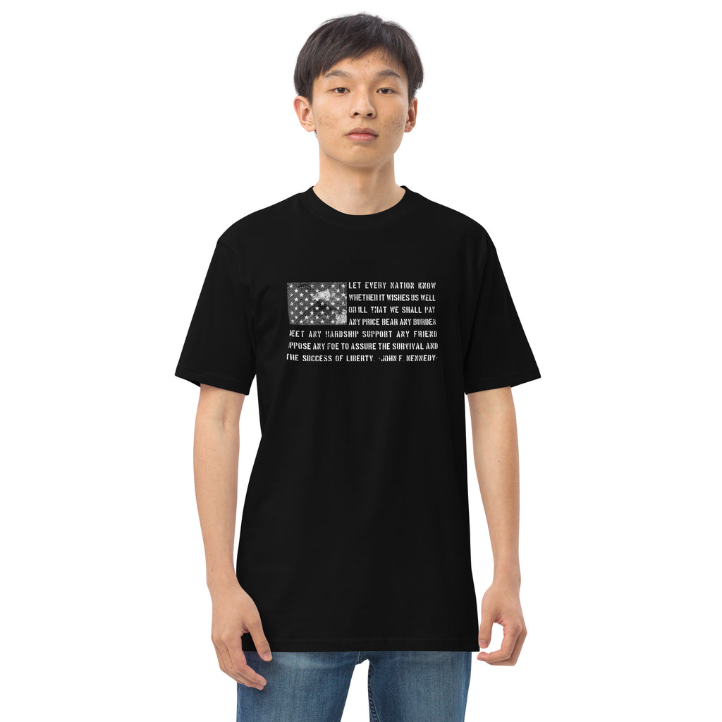 JFK's Freedom Quote On Our Men’s premium heavyweight tee