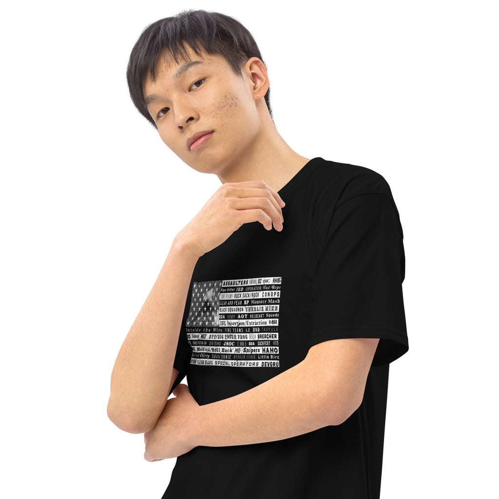 Say Again T-Shirt With Words Used By SEAL Teams on Our Men’s premium heavyweight tee
