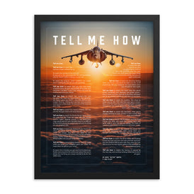 AV-8B Harrier Framed and ready to hang with the Tell Me How description of military flight.