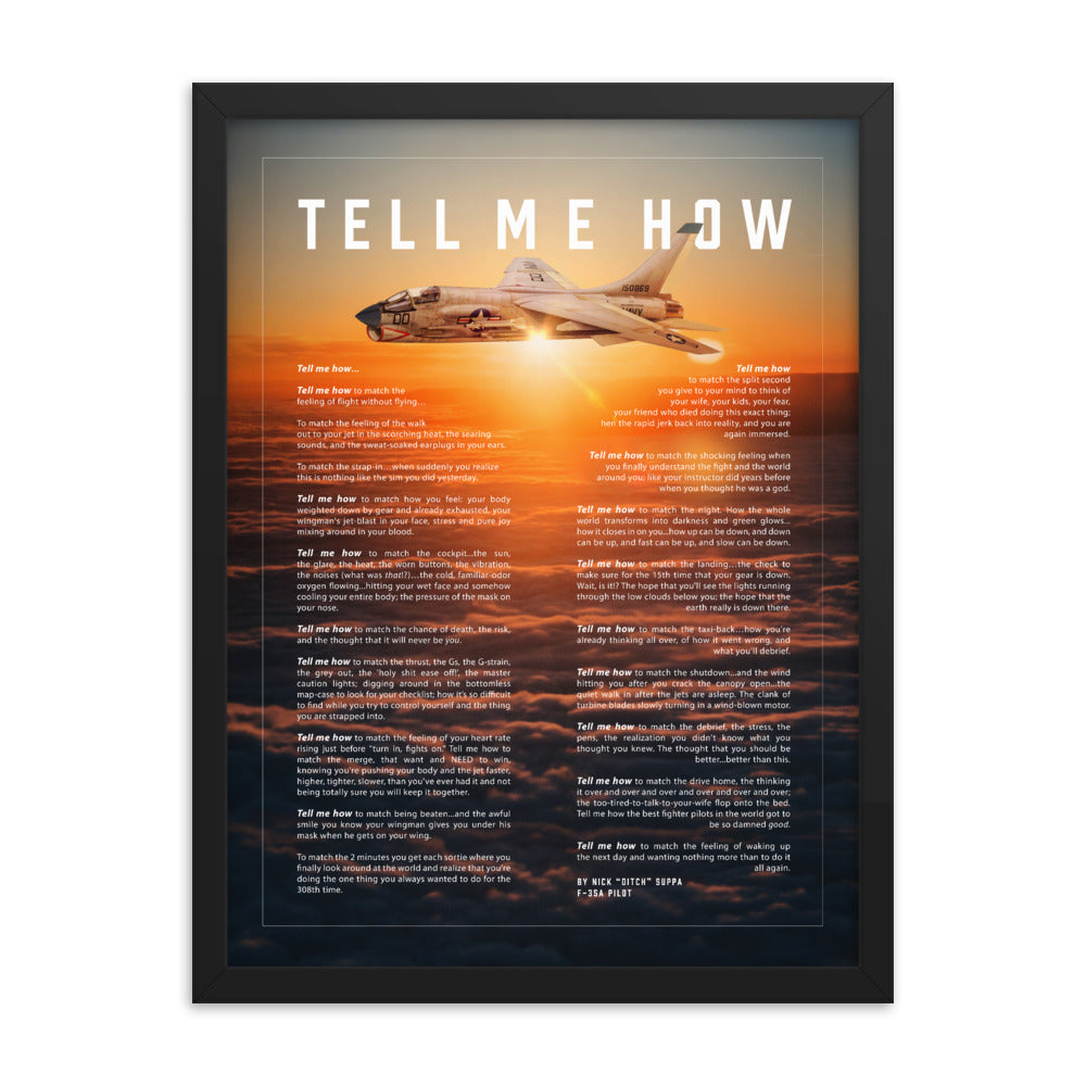 F-8E Crusader at sunset, framed ready for hanging. Vietnam Series.