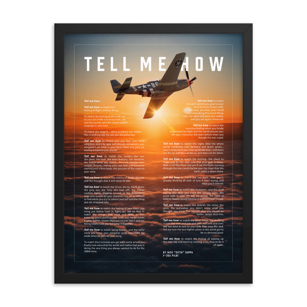 World War II Collection, P51 Mustang with sunset, framed and ready for hanging