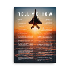 F-15 Eagle sunset on Canvas, with Tell Me How Ode to flight, ready for hanging.