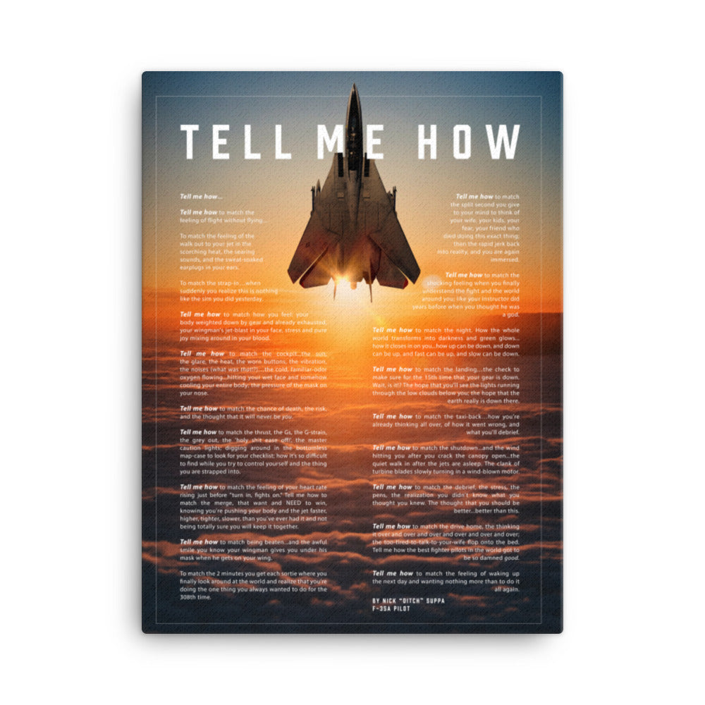 F-14 Tomcat sunset on Canvas, with Tell Me How Ode to flight, ready for hanging