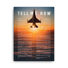 F-16 Viper, sunset, on Canvas, with Tell Me How Ode to flight, ready for hanging.