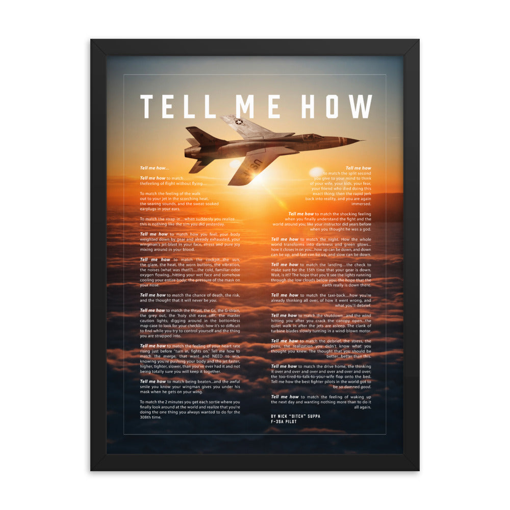 F-105 Thunderchief, Framed and ready to hang with the Tell Me How description of military flight. Vietnam Series. Century series.