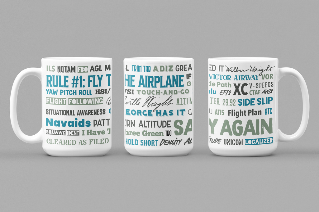 Say Again Mug With The Words Used By Private Pilots
