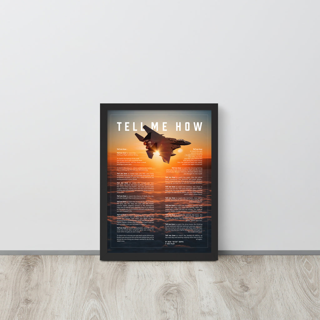 F-15E Strike Eagle  Lean-To With Tell Me How Ode to Military Fight. Framed and ready to use.