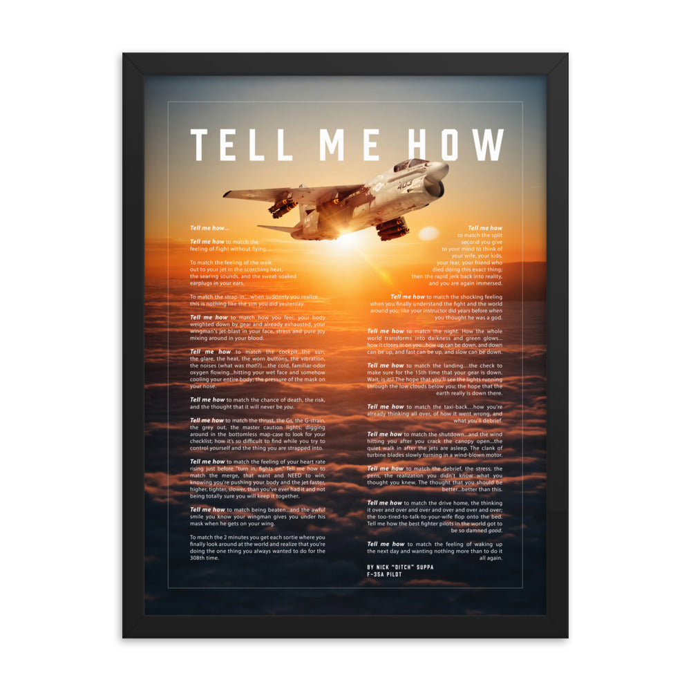 A-7E Corsair Framed and ready to hang with the Tell Me How description of military flight. Vietnam series.