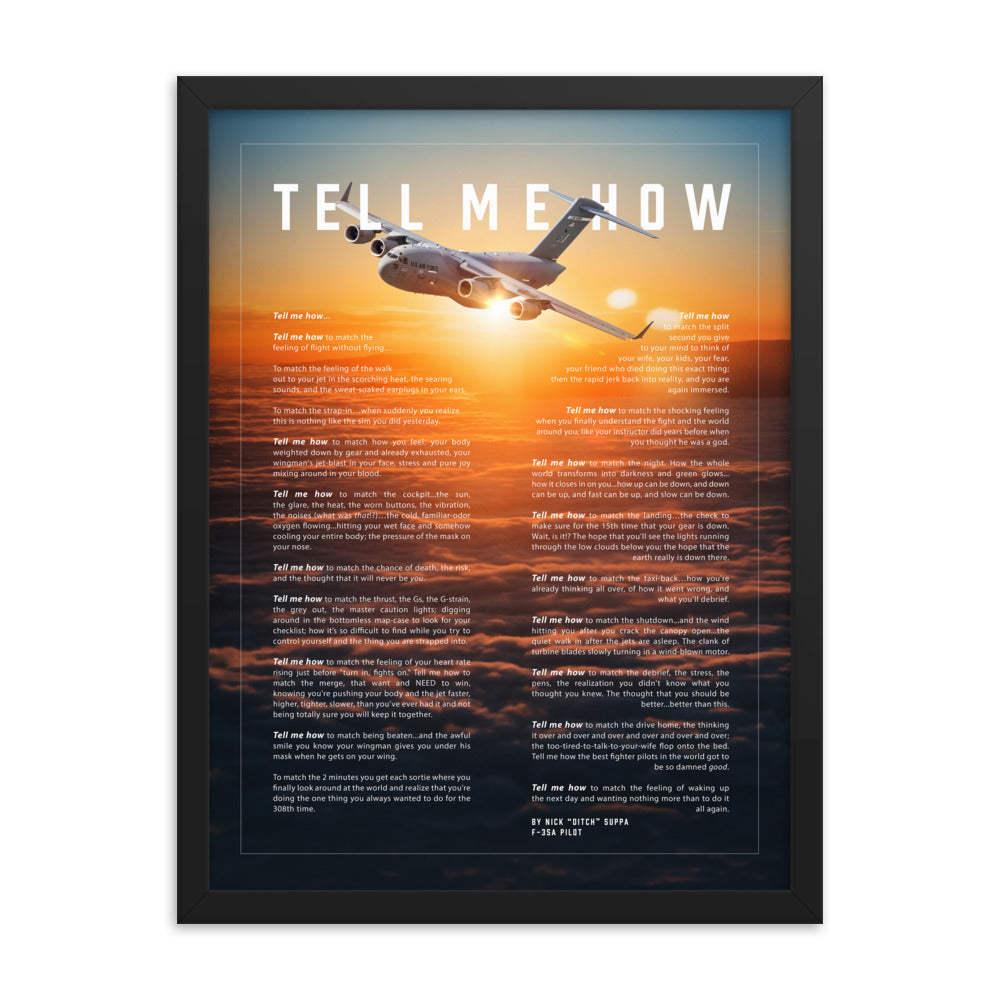 C-17 Framed and ready to hang with the Tell Me How description of military flight. Transport series.