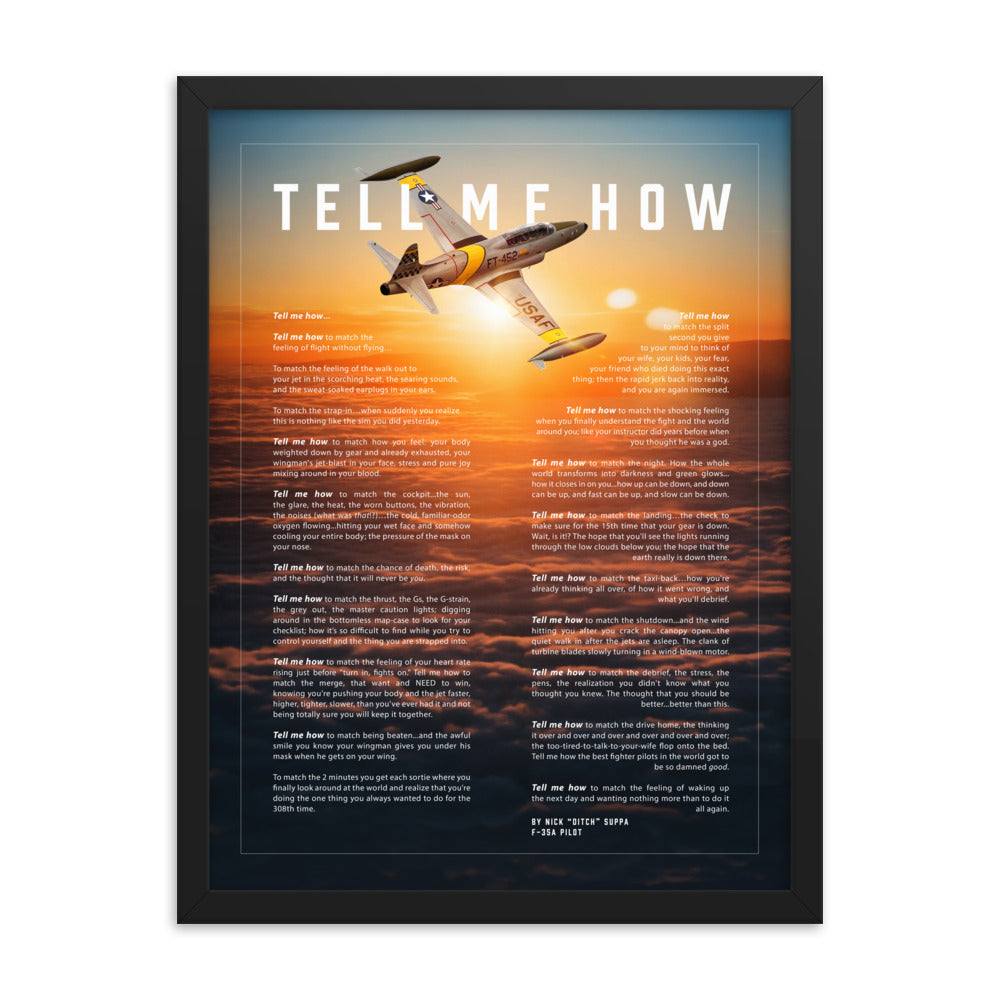 T-33 sunset, framed and ready for hanging.