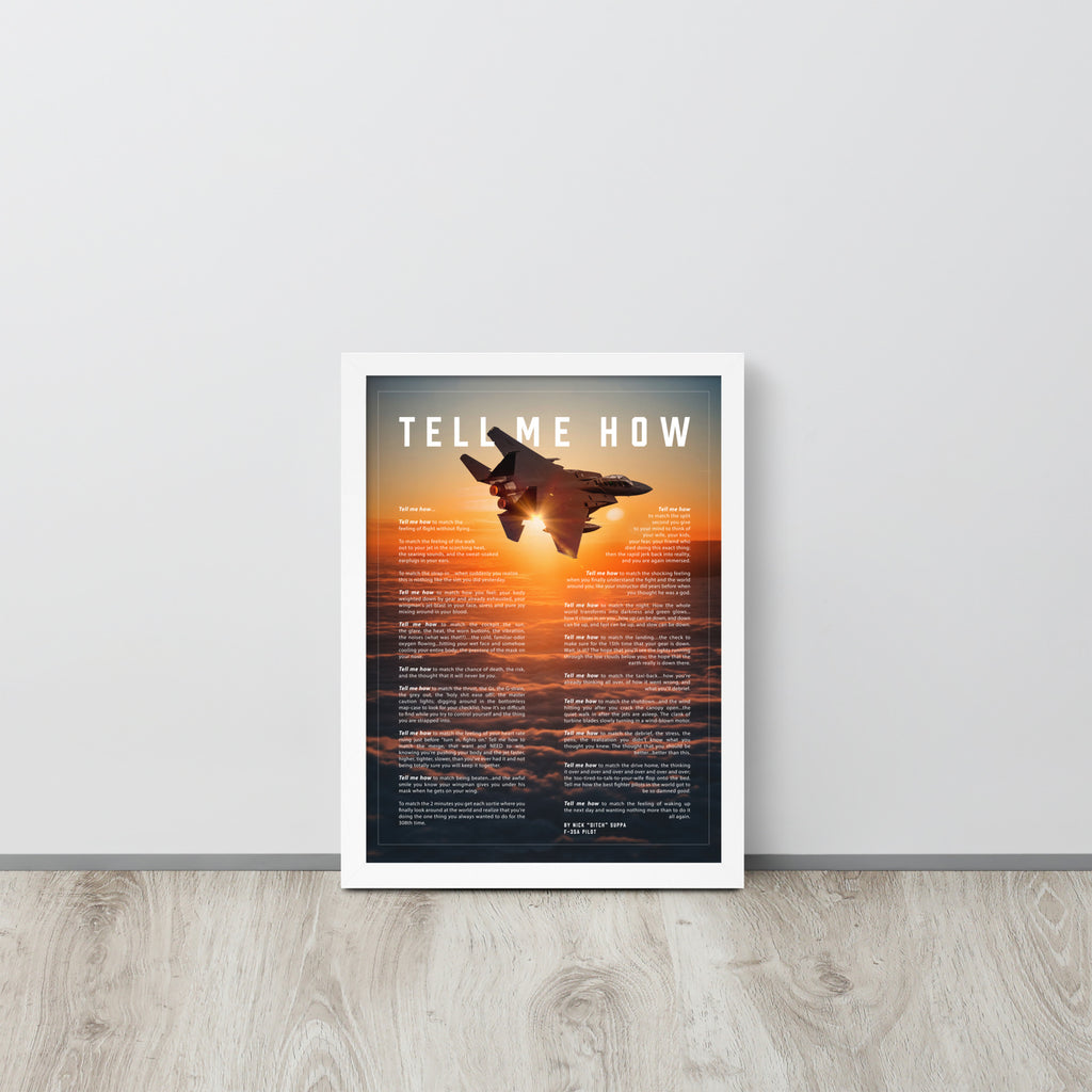 F-15E Strike Eagle  Lean-To With Tell Me How Ode to Military Fight. Framed and ready to use.