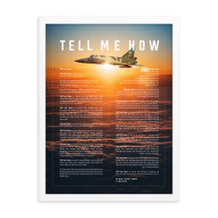 F-102, sunset, Framed and ready to hang with the Tell Me How description of military flight. Vietnam Series. Century series.