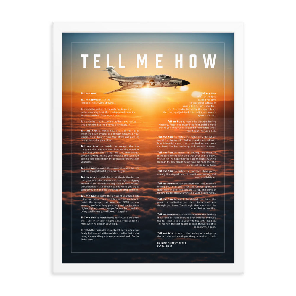 F-101 Voodoo, Framed and ready to hang with the Tell Me How description of military flight. Vietnam series. Century series.