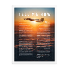 F-111F deep interdiction bomber, Framed and ready to hang with the Tell Me How description of military flight.