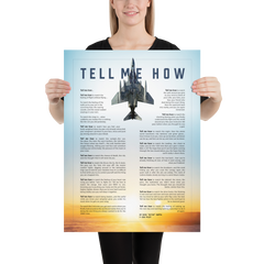 F-4 Phantom with blue sky with the Tell Me How description of flight. This is a museum quality poster on ultra premium  luster photo paper.