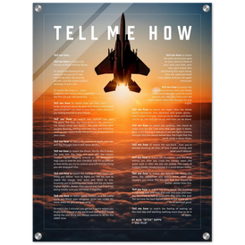 F-15 Eagle Acrylic print ready to hang with the Tell Me How description of military flight.