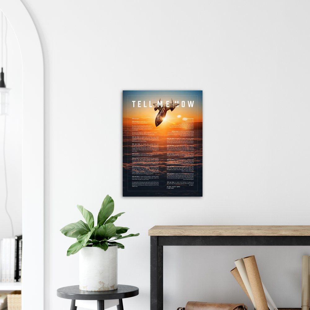 SR-71Metallic print ready to hang with the Tell Me How description of military flight.