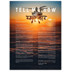 Apache Metallic print ready to hang with the Tell Me How description of military flight. Helicopter series.
