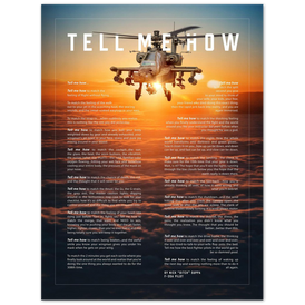Apache Metallic print ready to hang with the Tell Me How description of military flight. Helicopter series.