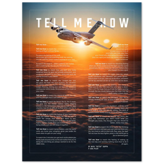 C-17 Metallic print ready to hang with the Tell Me How description of military flight.