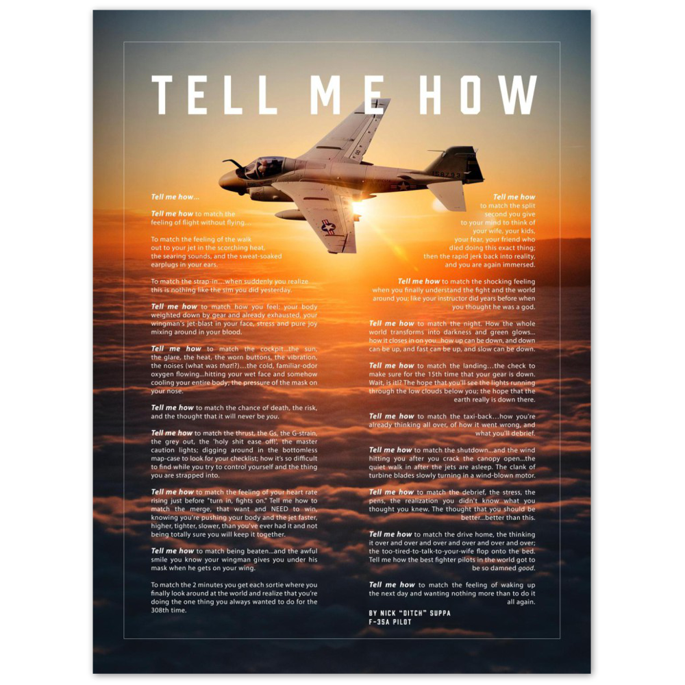 A-6 Metallic print ready to hang with the Tell Me How description of military flight. Vietnam series.