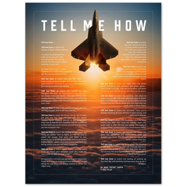 F-22 Raptor Metallic print ready to hang with the Tell Me How description of military flight.