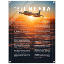 P-3 Orion Acrylic print ready to hang with the Tell Me How description of military flight.