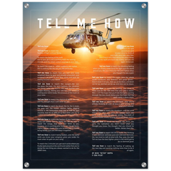 Blackhawk Helicopter  Acrylic print ready to hang with the Tell Me How description of military flight.