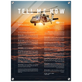 Blackhawk Helicopter  Acrylic print ready to hang with the Tell Me How description of military flight.
