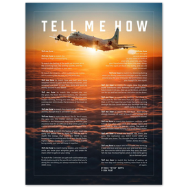 P-3C Orion Metallic print ready to hang with the Tell Me How description of military flight.
