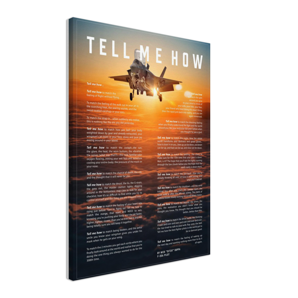 F-35B on Canvas with Tell Me How ode, ready to hang on your wall