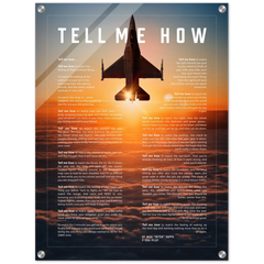 F-16 Viper Acrylic print ready to hang with the Tell Me How description of military flight.