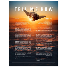 F-117 Nighthawk Metallic print ready to hang with the Tell Me How description of military flight.