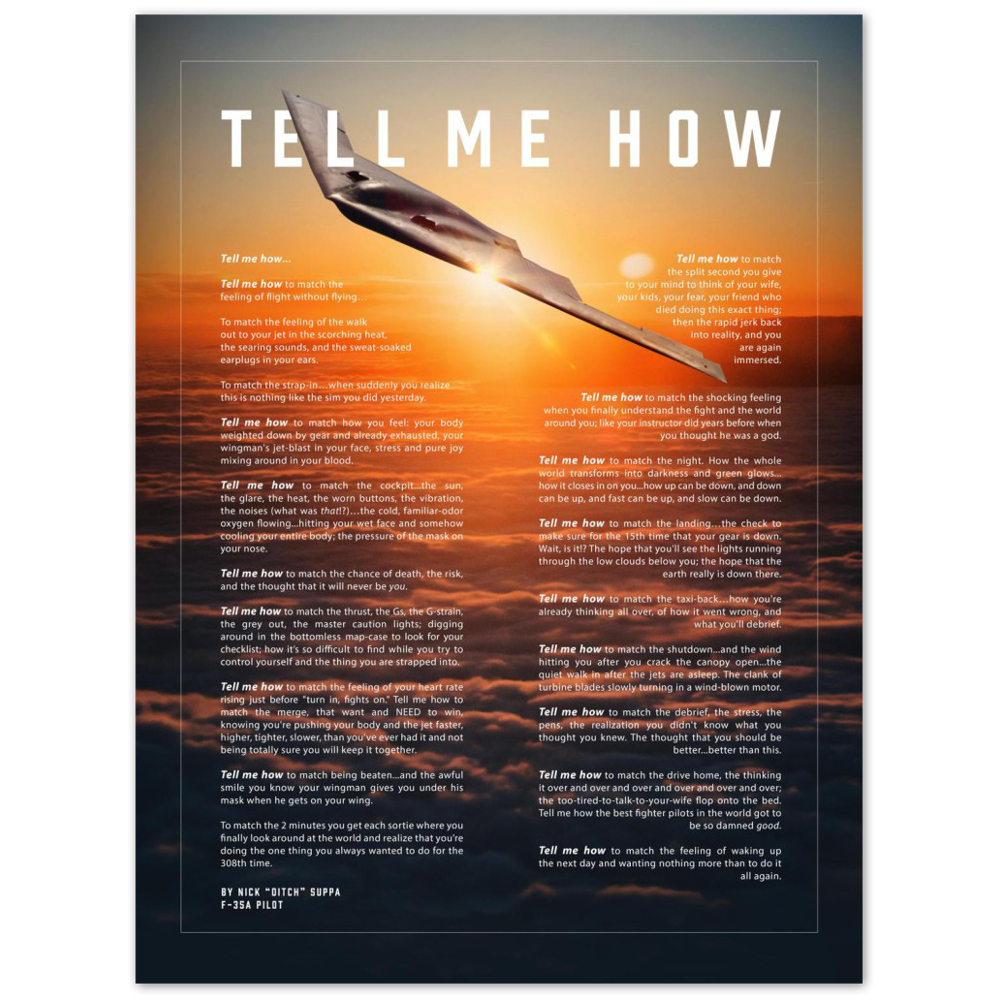 B-2 Spirit bomber Metallic print ready to hang with the Tell Me How description of military flight.