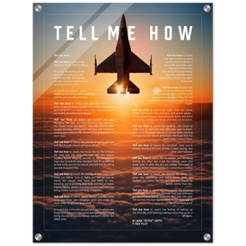 F-16 Viper Acrylic print ready to hang with the Tell Me How description of military flight.