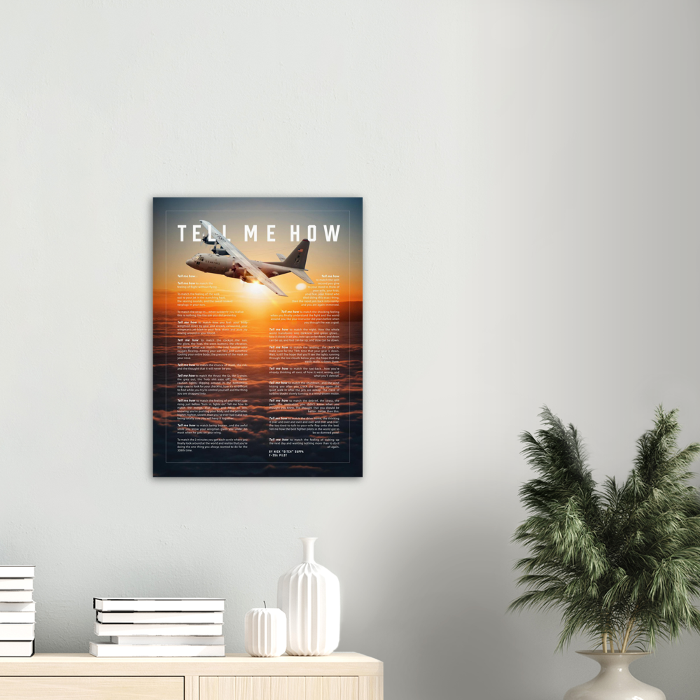 C-130 Hercules Metallic Print with Tell Me How ode to military flight. Transport series.