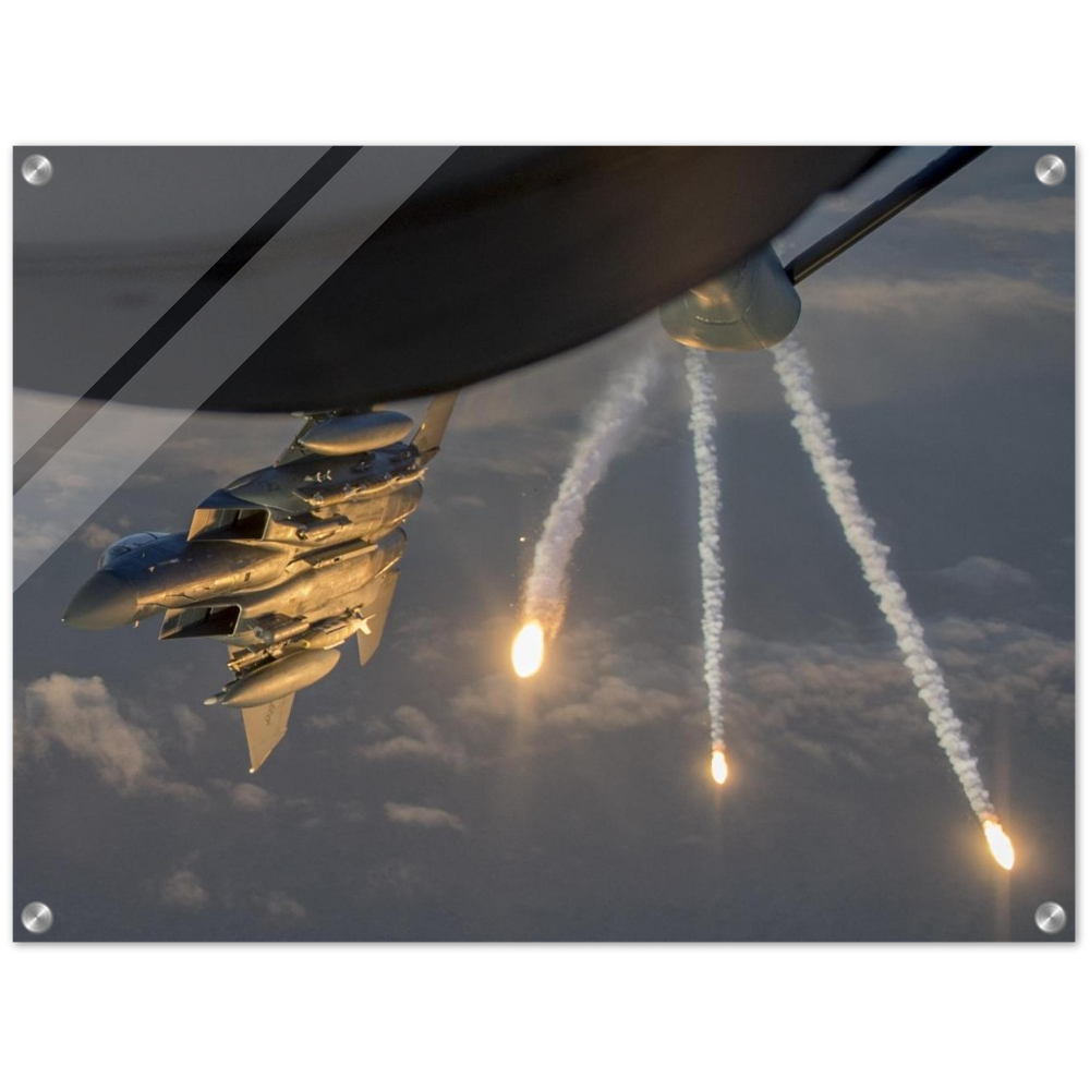 Gallery Editions F-15 Pumps Flares After Refueling On Our Acrylic Print