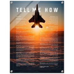 F-15 Eagle Acrylic print ready to hang with the Tell Me How description of military flight.