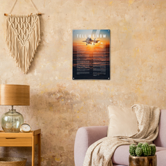 F-35B Acrylic print ready to hang with the Tell Me How description of military flight.