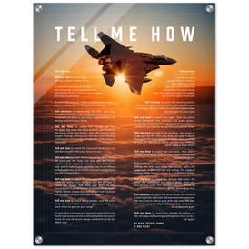 F-15E Strike Eagle Acrylic print ready to hang with the Tell Me How description of military flight.