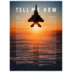 F-15 Eagle, Metallic print ready to hang with the Tell Me How description of military flight.