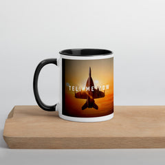 F-18 Hornet Mug with black accent color and Best Tell Me How Quote.