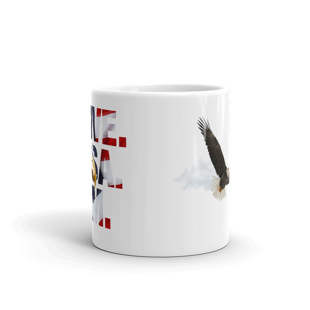 I Live. I (USA Flag). I Am. In Our Hefty Mugs